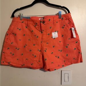 Old Navy Coral Palm-Print Cotton Bermuda Shorts